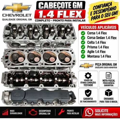 ? CABEÇOTE GM 1.4 FLEX completo com comando, tuchos, balanceros -