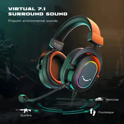 Headset Fifine Ampligame H6 Rgb 7.1 Surround Gamer Cor Preto