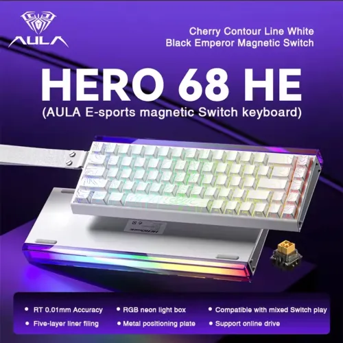 Teclado magnético AULA HERO 68HE, 8k de polling rate, Esports Gamer.