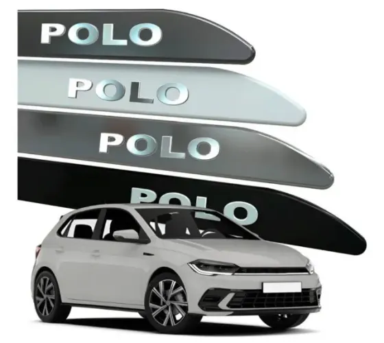 Friso Lateral Para Polo Escrita Cromada 2022 2023 2024 2025  | Compatível com Volkswagen P