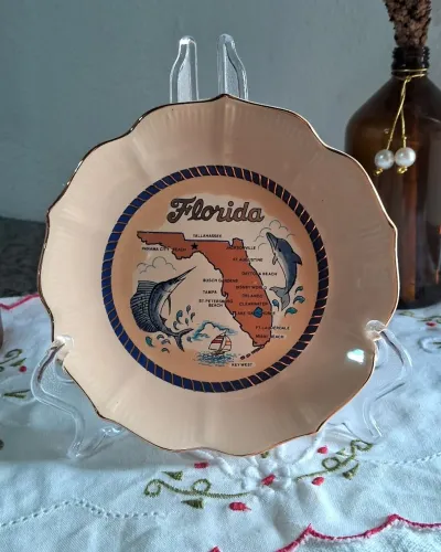 Prato Decorativo Florida Souvenir - Porcelana Japonesa Vintage