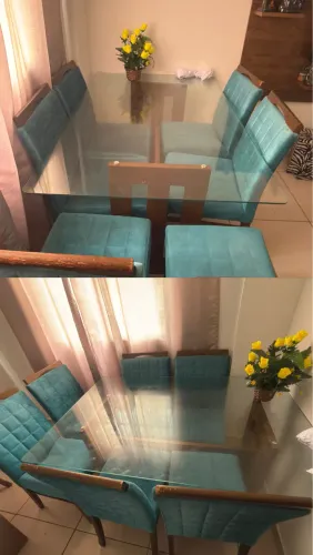 Mesa de vidro 6 cadeiras