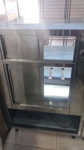 Vitrine expositora quente 80x 1,20 toda em inox