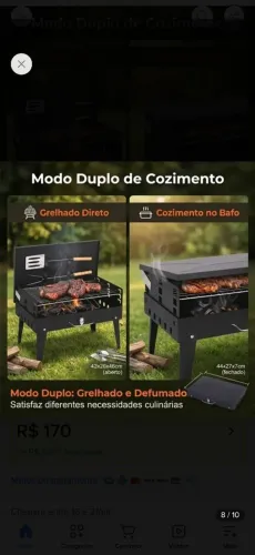 NOVA Churrasqueira Portátil Dobrável à carvão 