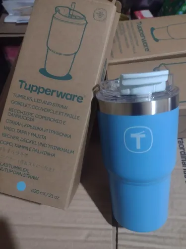 Copo Térmico Tupperware Big T 630ml Azul ? Novo na Caixa