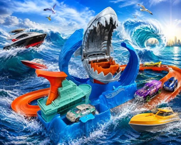 Pista Hot Wheels Robô Tubarão