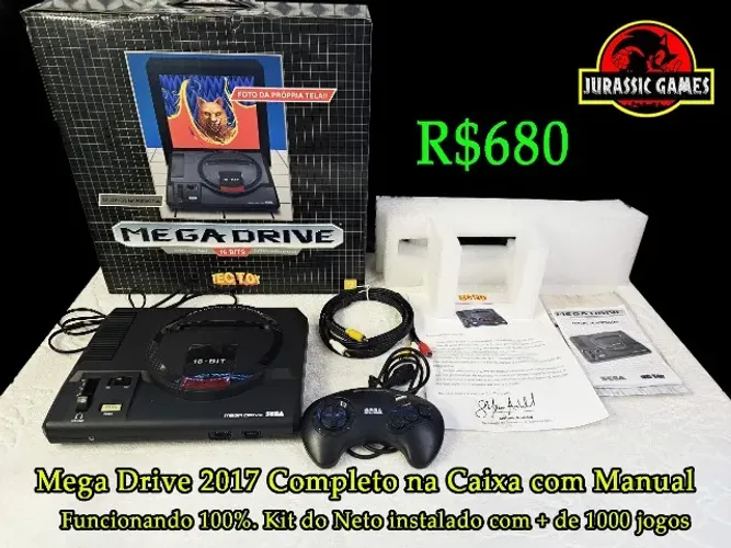 Console Mega Drive Versão 2017 Completo com manual Funcionando Tudo 100%. Kit do Neto Full