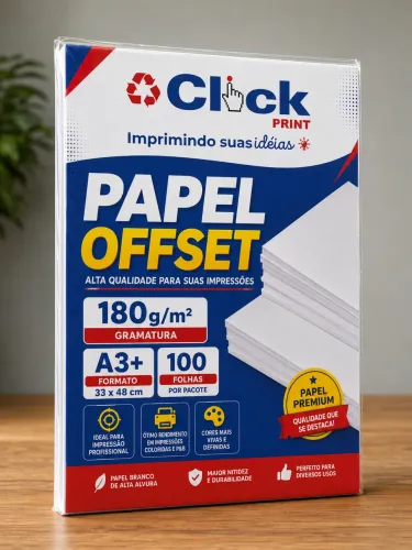 100 folhas de papel offset 180g A3+ 33x48