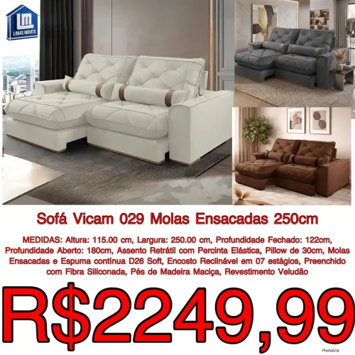 MARAVILHOSO SOFA RETRÁTIL RECLINAVEL MOLAS ENSACADA