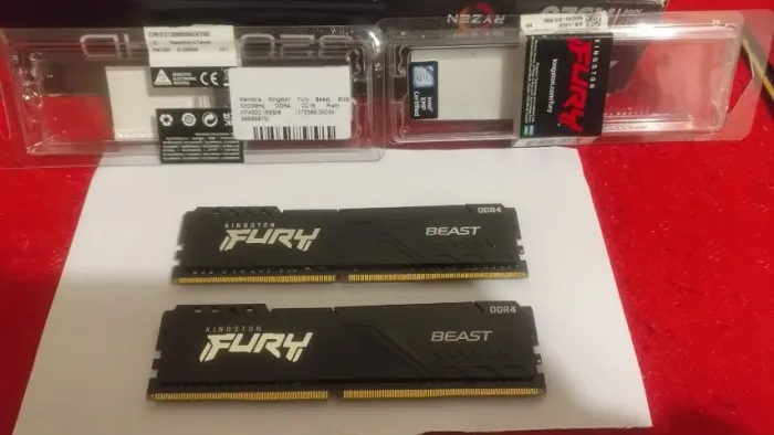 Memória Ram DDR4 Kingston Fury Beast 2x8 =16Gb CL16 3200Mhz