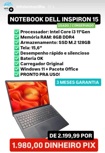 Notebook Dell 3511 + Garantia Loja