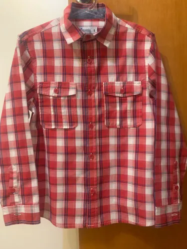 Camisa infantil xadrez vermelha Tam. 8 Manga Longa
