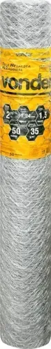 Tela metálica hexagonal, malha 2", 18 BWG x 1,5 m, com 50 m, galinheiro, VONDER