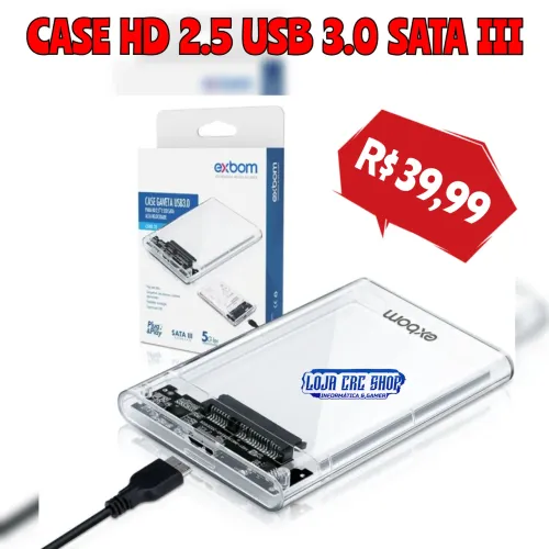 Case HD USB 3.0 SATA III Transparente