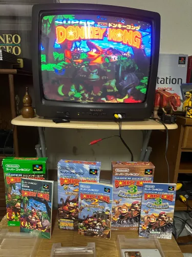 Donkey kong 1 2 é 3 super famicom na caixa com manual 