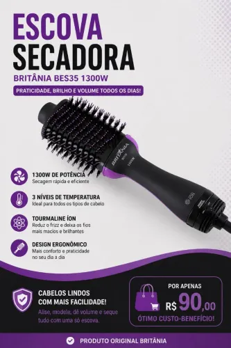 Escova secadora Britânia 1300w