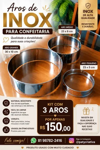 Aros de inox para bolo