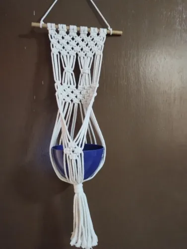 Suporte para vasos de plantas em macramê, pequeno