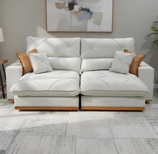 Sofá Retrátil Elegance Soft 2,00 m Veludo Bege