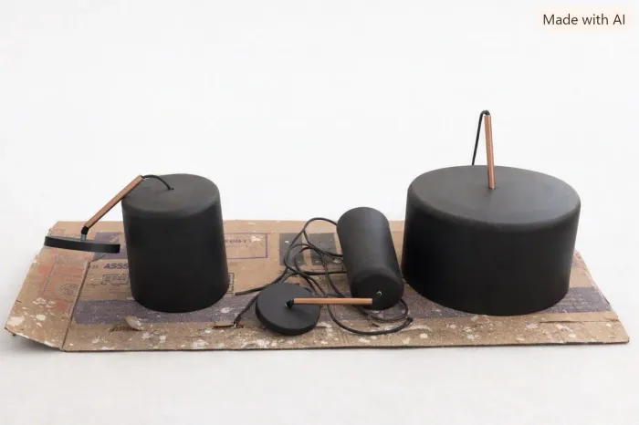 Conjunto de Luminárias Modernas - Preto Fosco com Detalhes Dourados