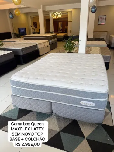 Cama Box Queen MAXFLEX LÁTEX SEMINOVO - ENTREGO