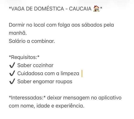 PRECISANDO DE DOMÉSTICA 