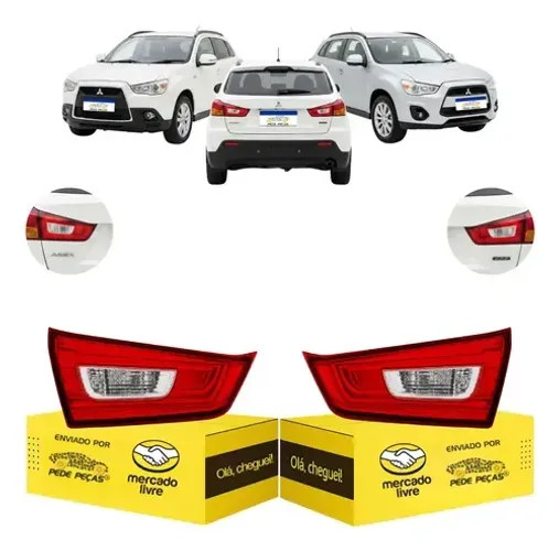 Par Lanterna Tampa Mitsubishi Asx 2010 2011 2012 2013 A 2022 Ambos Lados Cristal