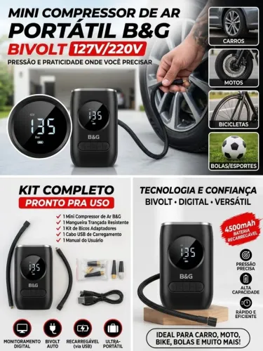 Mini Compressor Portátil B&G 127/220v