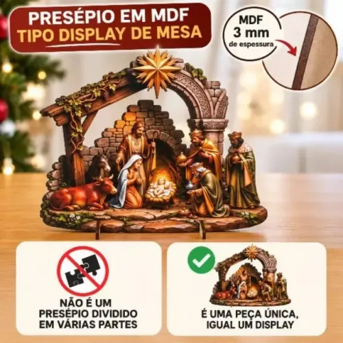 Oferta Shopee Presépio Natalino MDF Nascimento de Jesus com Manjedoura