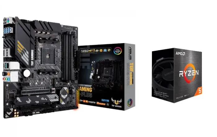 Kit Placa Mãe Asus TUF Gaming B550M-Plus + Processador AMD Ryzen 5 5500