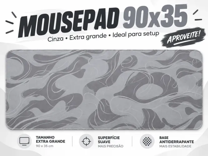 Mouse pad cinza 90x35
