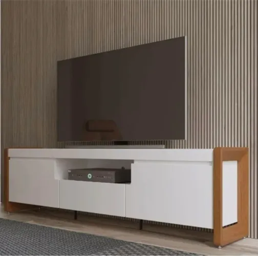 Rack Bristol 189 cm Natural com Off White Fosco - Rack para TV