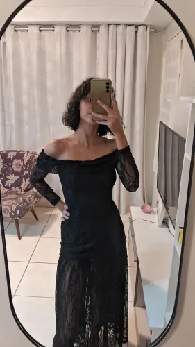 Vestido longo de festa renda preto (NOVO)