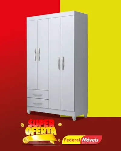 Guarda Roupa 4 Portas 2 Gavetas Super Lindo Novo