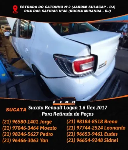 Sucata Renault Logan 1.6 flex 2017 Para Retirada de Peças