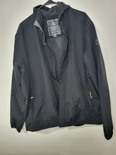 Jaqueta de Chuva Masculina Preta da Alpine Design com Capuz - Tamanho G/L