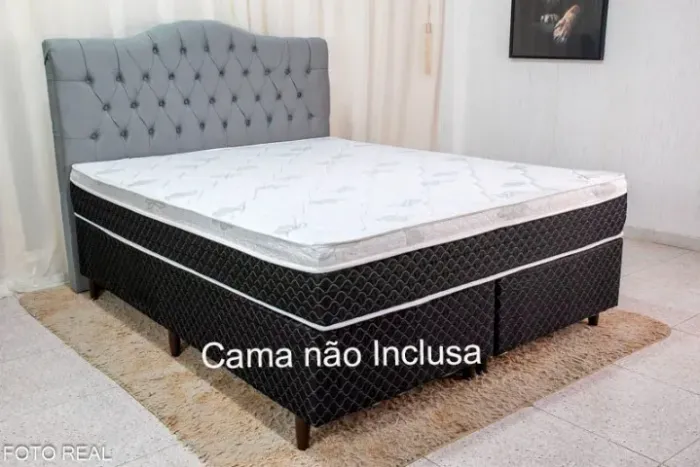 Cabeceira Casal Berlim Veludo Cinza Frete Grátis - Até 12x S/ Juros