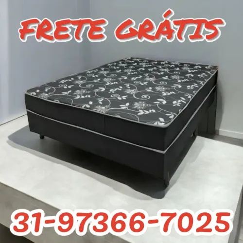 CAMA BOX CASAL LUXO 10CM DE ESPUMA D33 / DIRETO DA FÁBRICA 