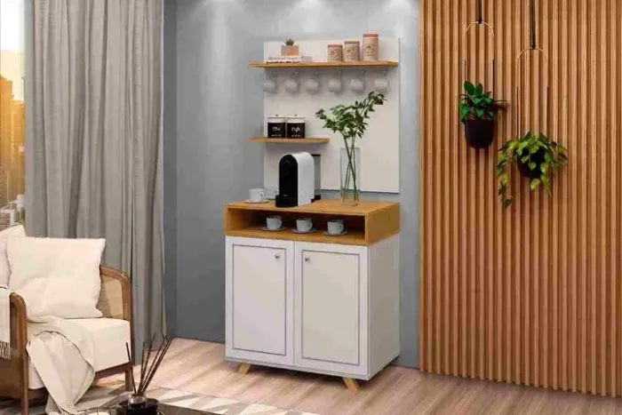 Cantinho do Cafe Star 2 Porta Off White/Nature Até 12x - Frete Grátis