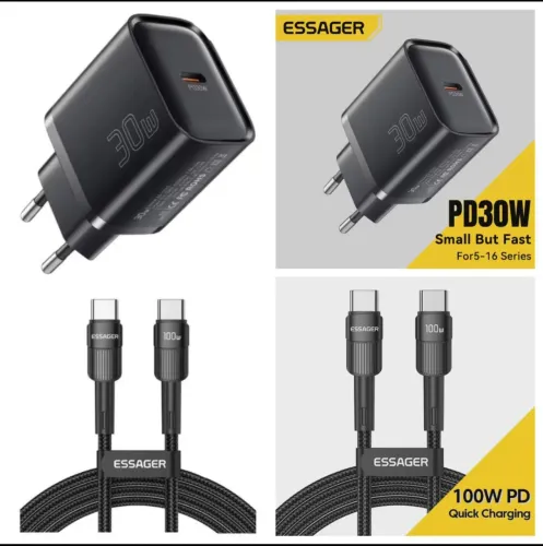 Carregador 30W turbo + Cabo USB-C (NOVO - LACRADO)