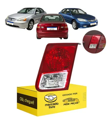 Lanterna Civic 2001 2002 2003 2004 2005 2006 L.d Tampa Direito/passageiro Vermelho