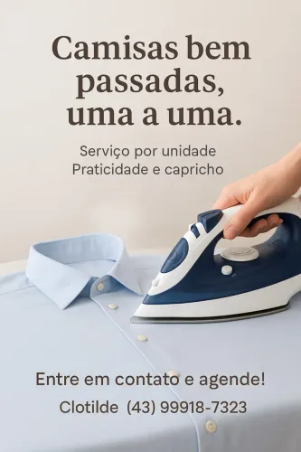 Presto serviço de passar camisas sociais e roupas em geral