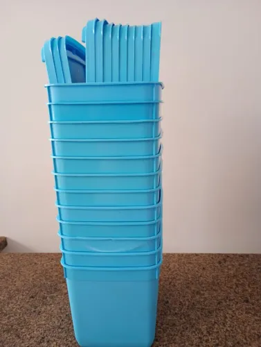 12 Potes de Plástico Azul Artesanato 1.5l