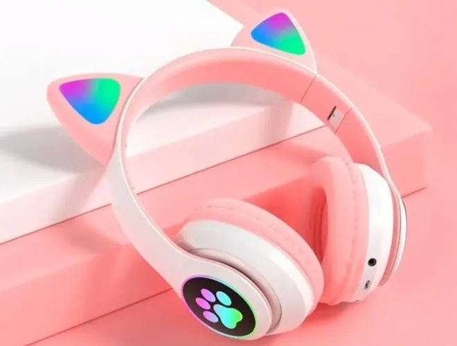 Headphone Bluetooth Orelha de Gato - Som e Estilo!