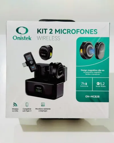 Microfone Lapela 2 Microfones duplo Onistek Sem Fio 