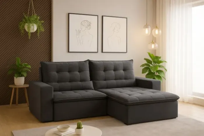 Sofá retratil e reclinavel com molas ensacadas E pillow top para mais conforto