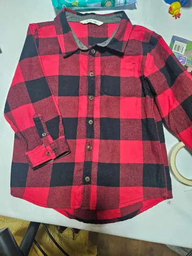 Camisa xadrez infantil vermelha e preta