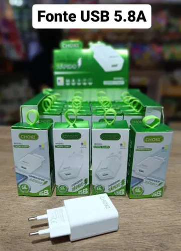 Fonte usb Carregador Rápido 5.8A Choki adaptador para celular - Novo