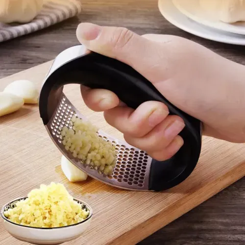 2 Amassador Triturador Espremedor De Alho Curvo Inox Cozinha Novo
