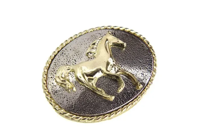 Fivela Cowboy Country Cavalo Alazão Dourado